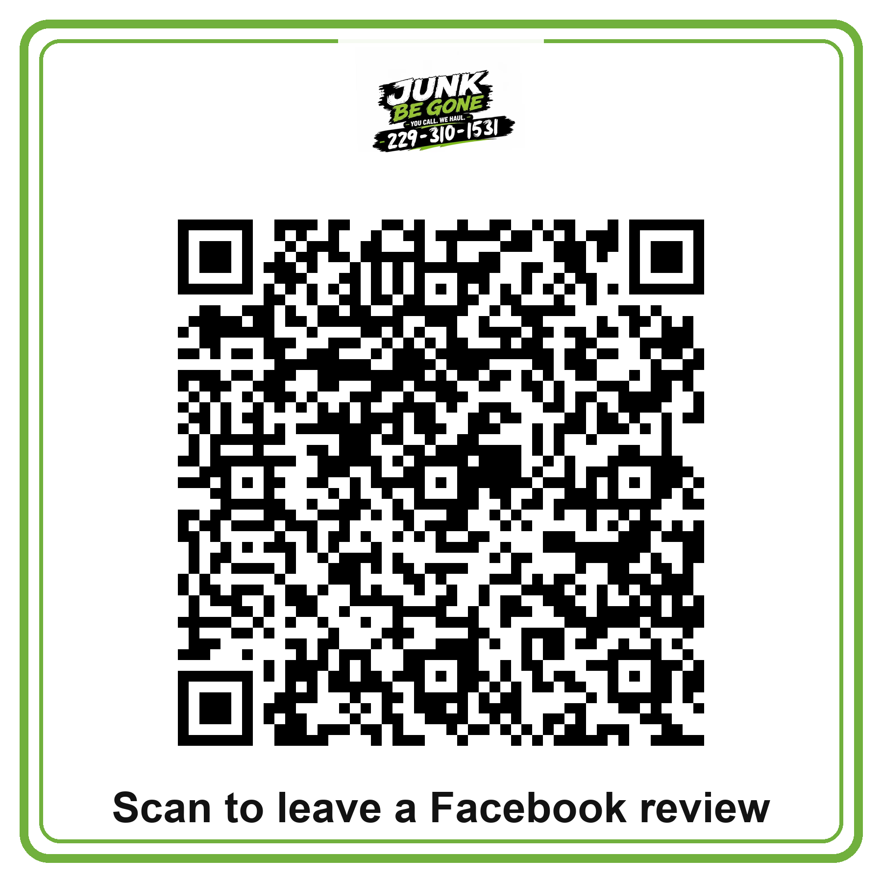 QR code for leaving Junk Be Gone a Facebook review