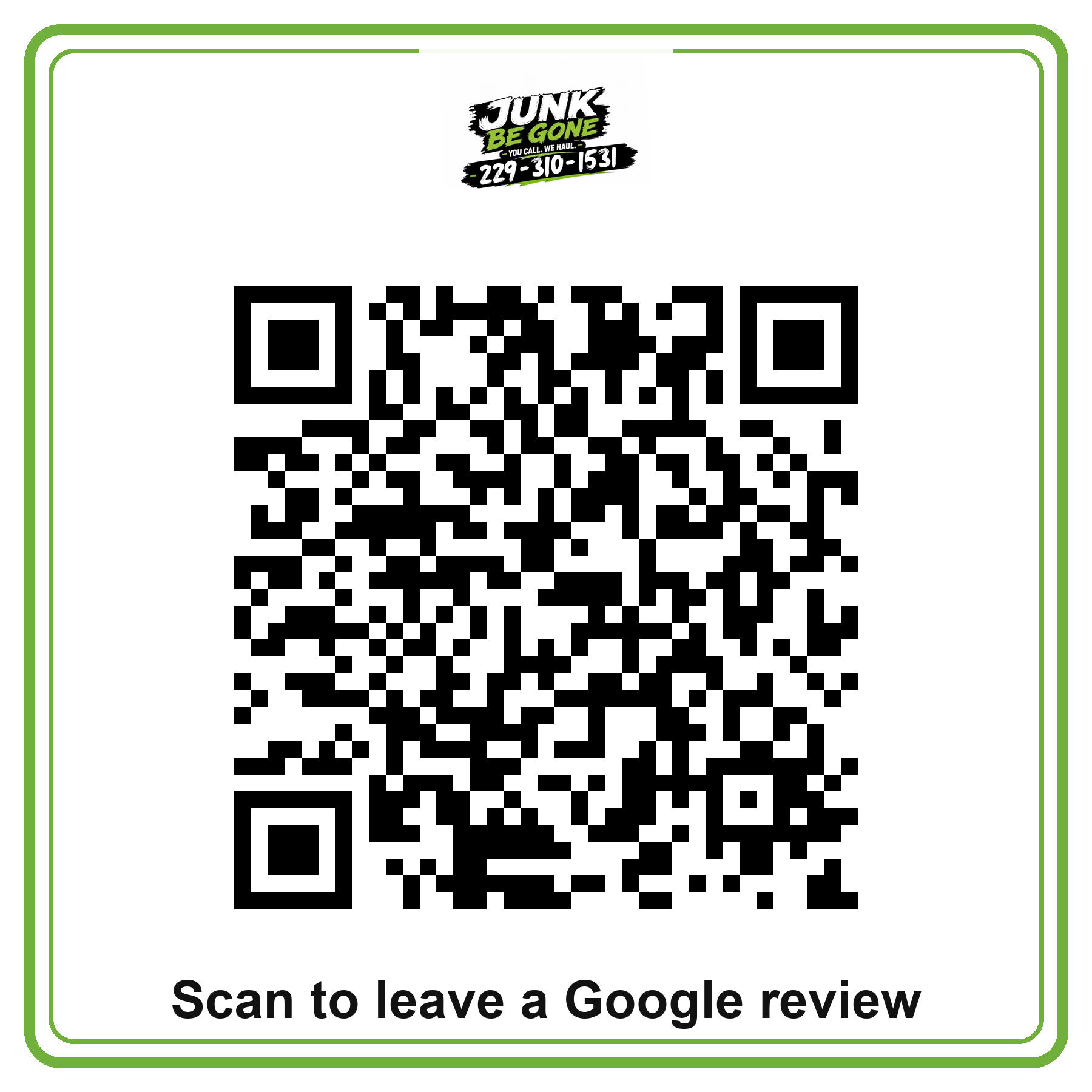 QR code for leaving Junk Be Gone a Google review
