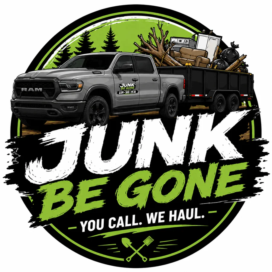 Junk Be Gone truck and trailer logo